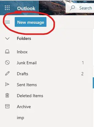 outlook mail with mail options.