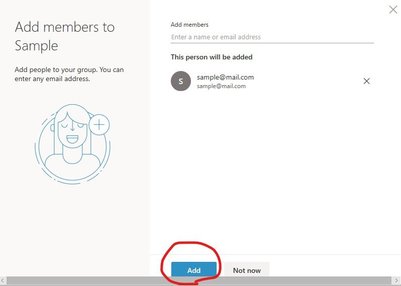 outlook web mail options to add members in add members to group.