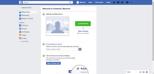 Facebook Personal Account Home Page