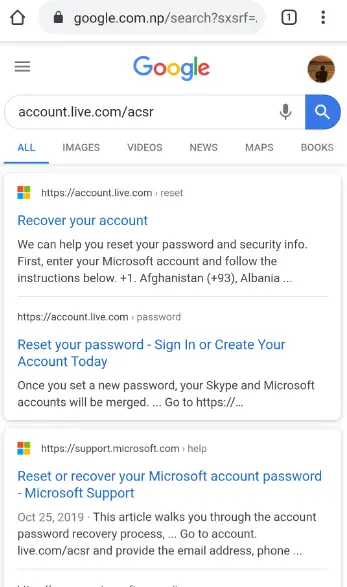 Google Search To Recover Hotmail Account