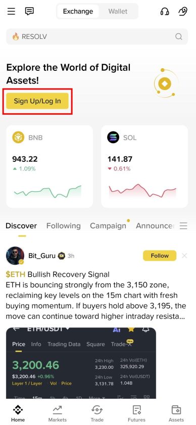 Hometab on Binance app